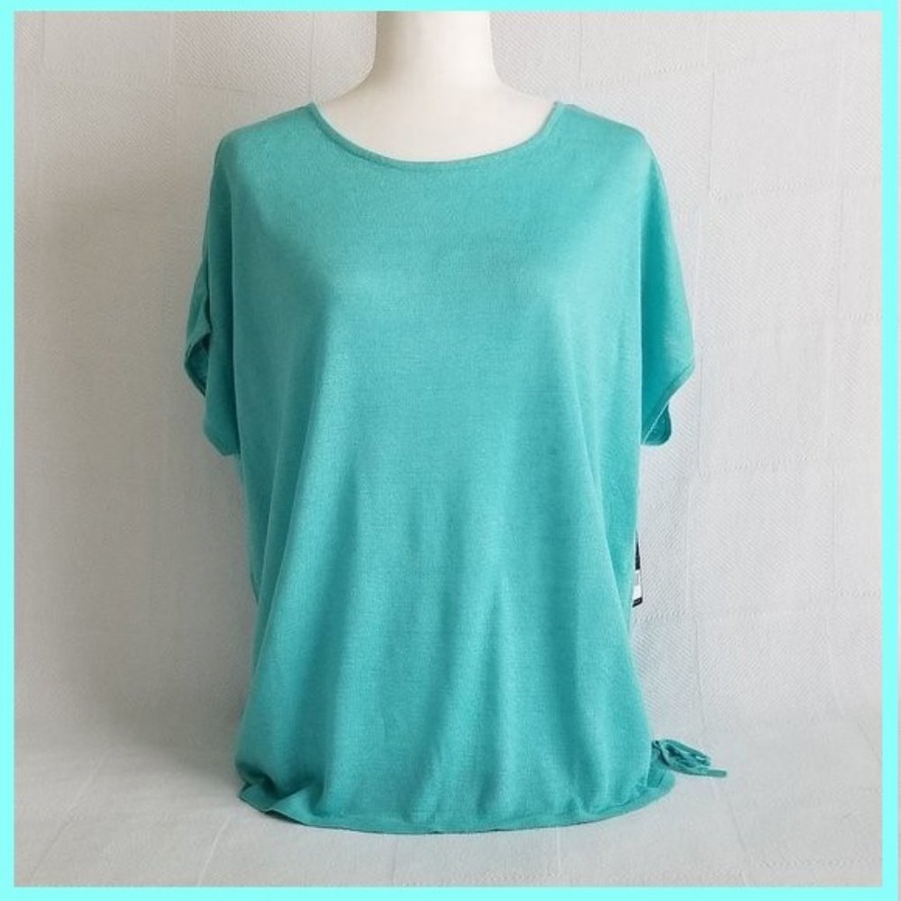 🌺HP🌺NIC+ZOE "Refreshing" Side Tie Aqua Top Size XL